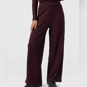 Saint + Sofia Victory Rib Wide Leg Pant 16 - Burgundy